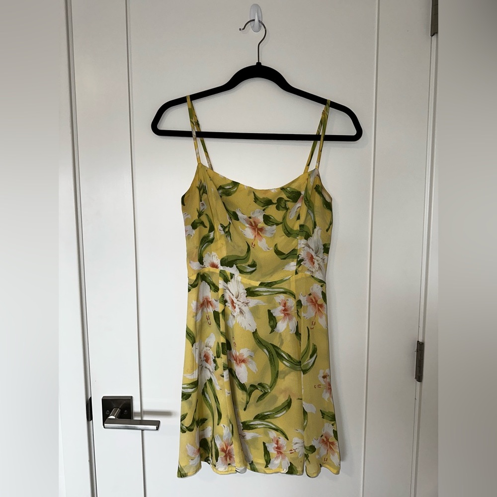 Reformation Yellow Floral Mini Dress